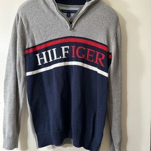 Tommy Hilfiger Gray and Blue Men's Sweater